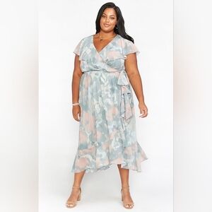 Jess Ruffle Midi Dress ~ Sage I Do Floral (2X)
